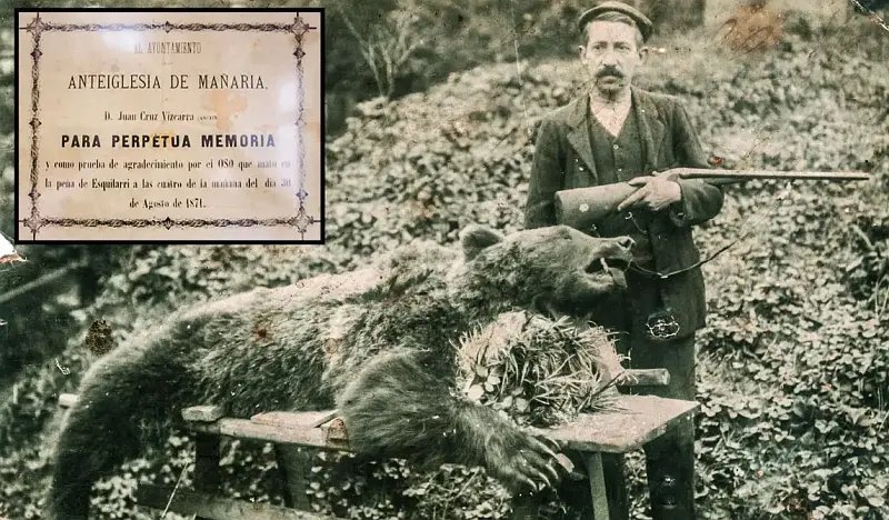 Oso pardo cazado en Mañaria (Duranguesado, Vizcaya), en 1871.